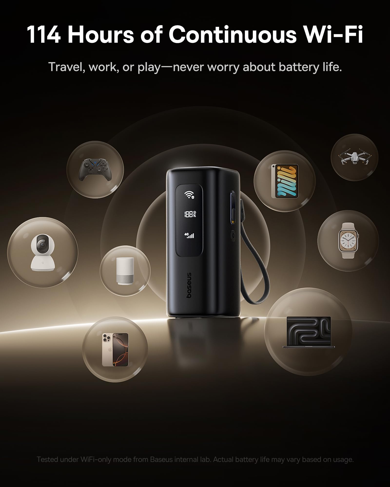 Baseus 4G LTE Mobile Hotspot & 20000mAh 67W Power Bank 2-in-1, Portable WiFi for Travel in 150+ Countries, No SIM Card, No Contract, 10 Devices, Worldwide Hotspot Router (Includes 20GB Local Data) - Image 4