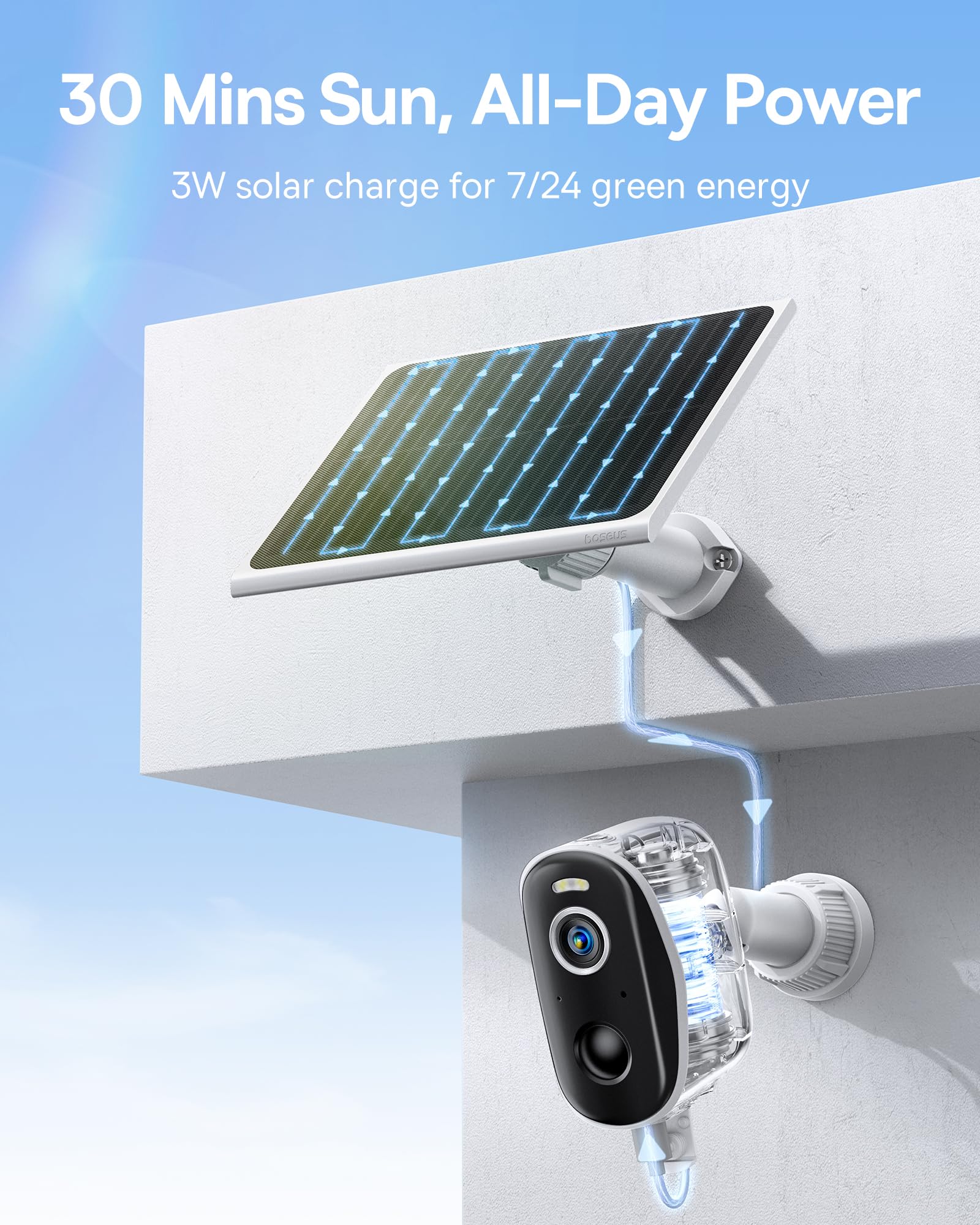 Baseus N1 2-Cam Kit Light Grey with Solar Panel 3W - Image 8
