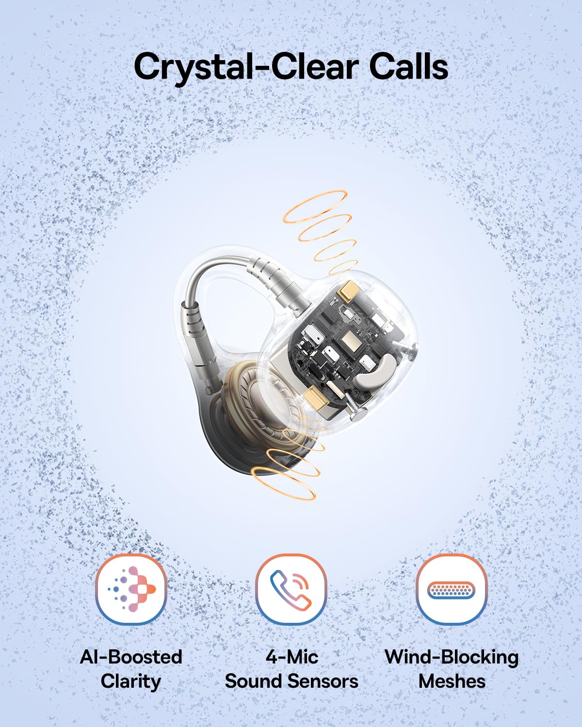 Baseus Bass BC1 Open Ear Earbuds Clip-On Headphones, Open-Ring Comfort with Tri-Curve Snug Clip, Powerful Sound with SuperBass, 4-Mic Clear Calls, IP55 Waterproof, 38H Playtime, Lightweight - Image 6