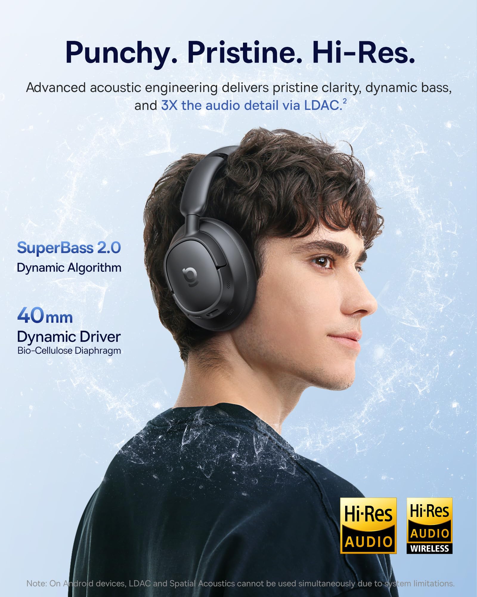 Baseus Bass BH1 NC Adaptive Active Noise Cancelling Headphones, Real-Time Adaptive Hybrid ANC, SuperBass 2.0, LDAC Hi-Res Sound, 80H Playtime, 5-Mic AI Clear Calls, Comfortable Fit, Bluetooth 6.0 - Image 3