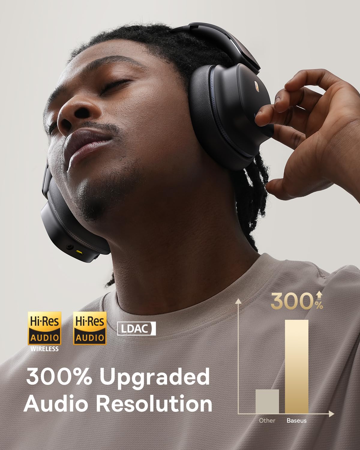 Baseus Bowie 30 Max Active Noise Cancelling Headphones, Head Tracking Spatial Audio, LDAC Hi-Res Wireless Sound, 65H Playtime, Comfort Fit, Clear Calls, App Control, Bluetooth 5.4 Headphones Over Ear - Image 3