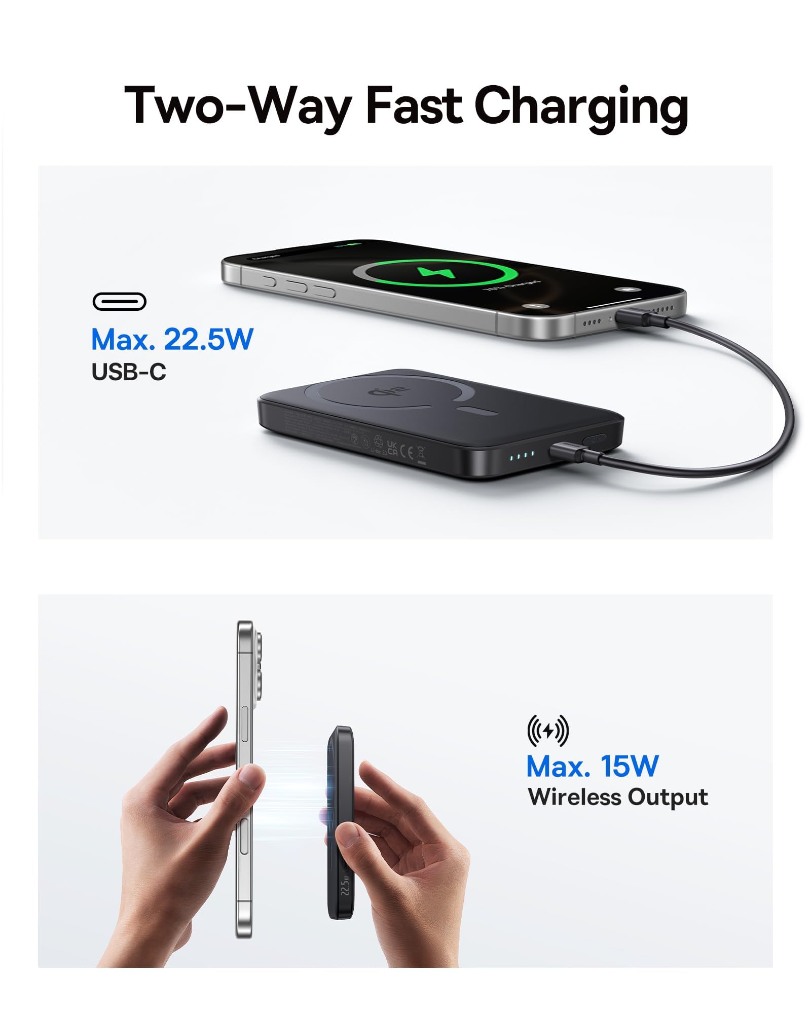 Baseus for MagSafe Portable Charger, Qi2 Certified 15W Wireless Magnetic Power Bank 10000mAh with USB-C Cable 22.5W PD Charging, Battery Pack Compatible with iPhone 17/16/15/14/13 Pro/Pro Max Series - Image 5