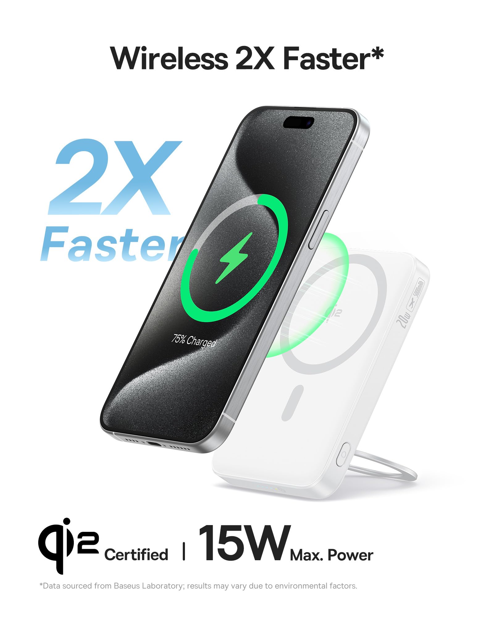 Baseus PicoGo Magnetic Power Bank, Qi2 Certified 15W Ultra-Fast Wireless Portable Charger with Stand, Ultra-Slim 5000mAh Battery Pack for iPhone 17 Pro Max 16/15/14/13/12 - Image 3