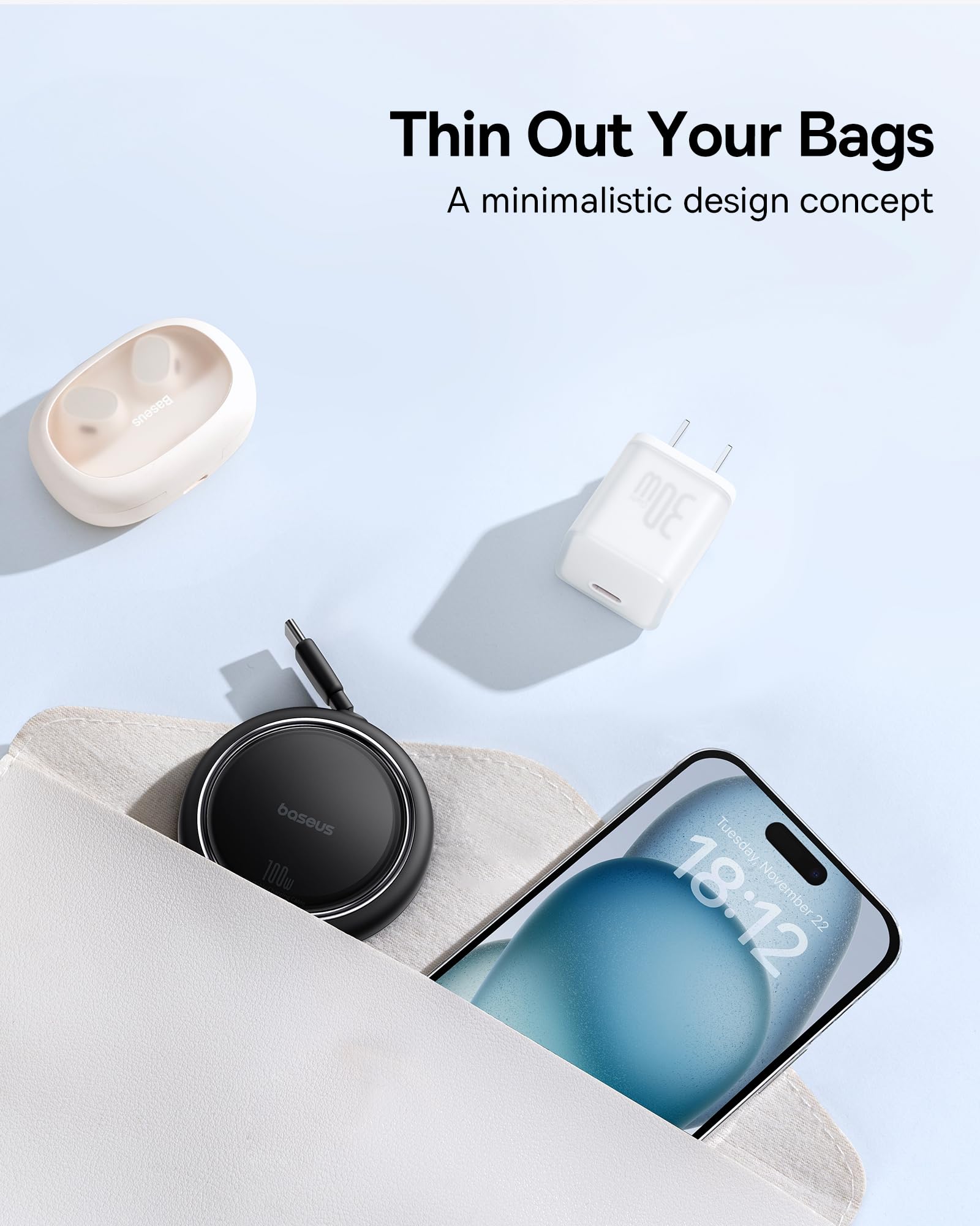 Baseus 163W Retractable Car Charger USB C Fast Charging, 4 in 1 Fast Car Charger and Baseus USBC to USBC Cable, 100W Retractable Cable, 4-Stage Length Preset USB Type C Cord - Image 8